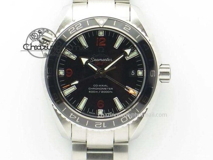 0216 Unisex Seamaster Planet Ocean 600M 43.5mm SS SCF 1:1 Best Edition Black Bezel Black Dial on Black Rubber Strap A8900 Super Clone 7664